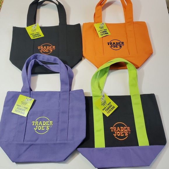 Trader Joe'S Handbags - NEW TRADER JOE'S HALLOWEEN MINI CANVAS TOTE BAG - SET Of 4 - SHIPS FAST